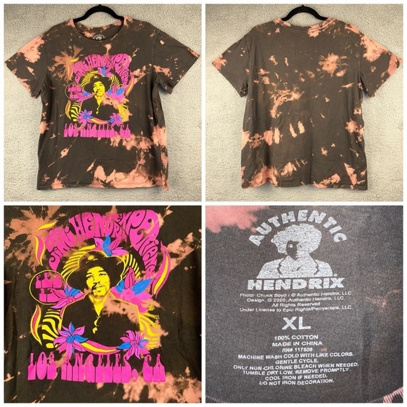 Jimi Hendrix Men's Shirts Brown XL Cotton Bleached‎ The Jimi Hendrix Experience - Picture 1 of 7